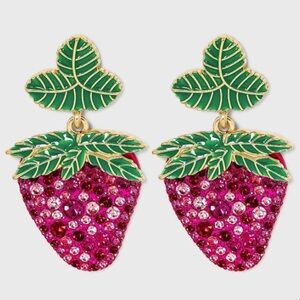SUGARFIX by BaubleBar‎ Crystal Strawberry Drop Earrings - Pink, NWT